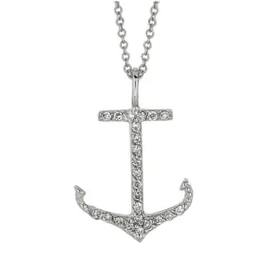 0.26 Carat Natural Diamond Anchor Necklace 14K White Gold G SI 18 inches chain