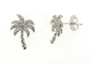0.30 CARAT NATURAL DIAMOND PALM TREE EARRINGS G SI 14K GOLD