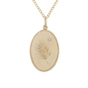 10K Gold Medium "Palm Leaf" Necklace with Diamond Detail