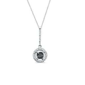 10K White Gold Smokey Quartz and Diamond Pendant
