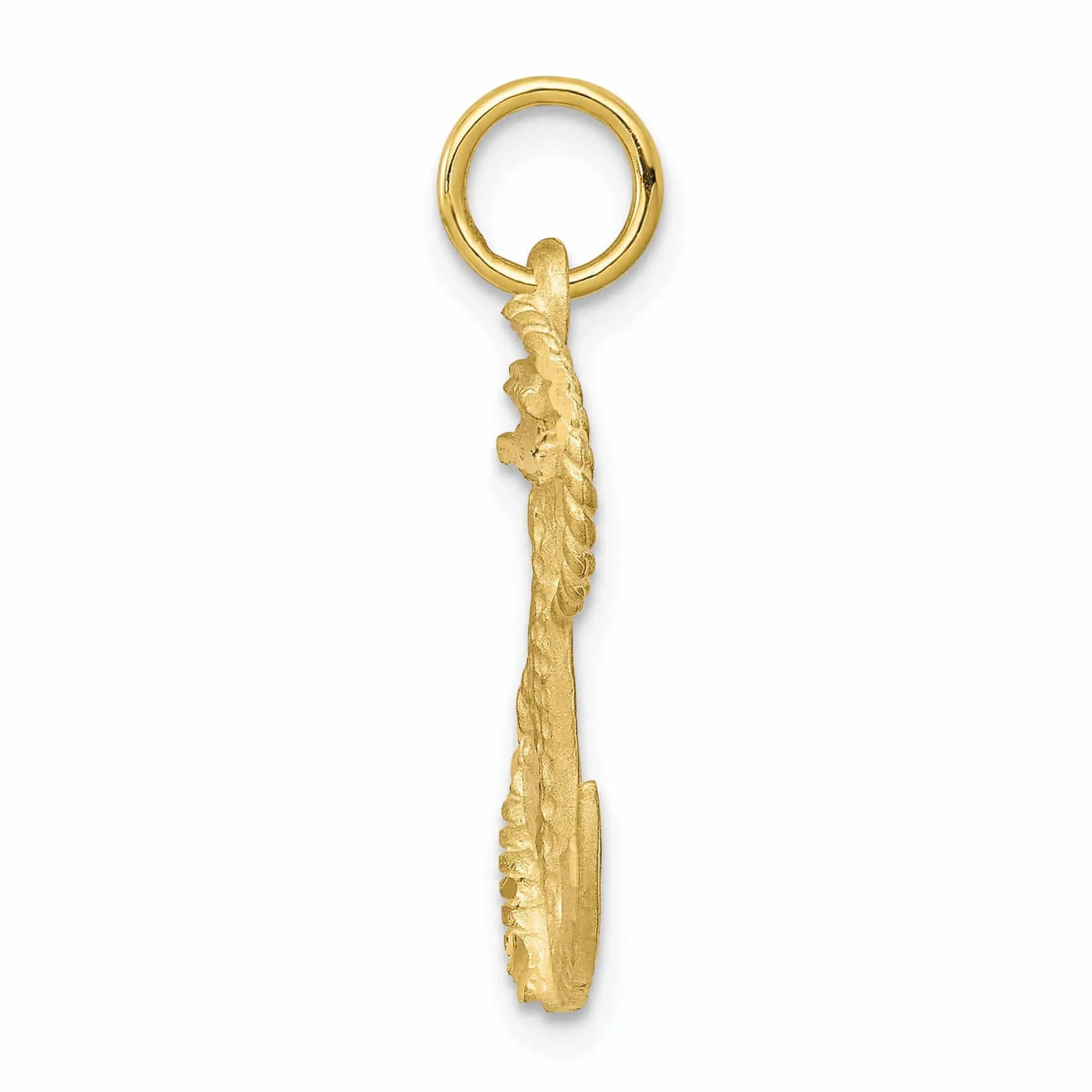 10k Yellow Gold Polished Anchor with Rope Pendant