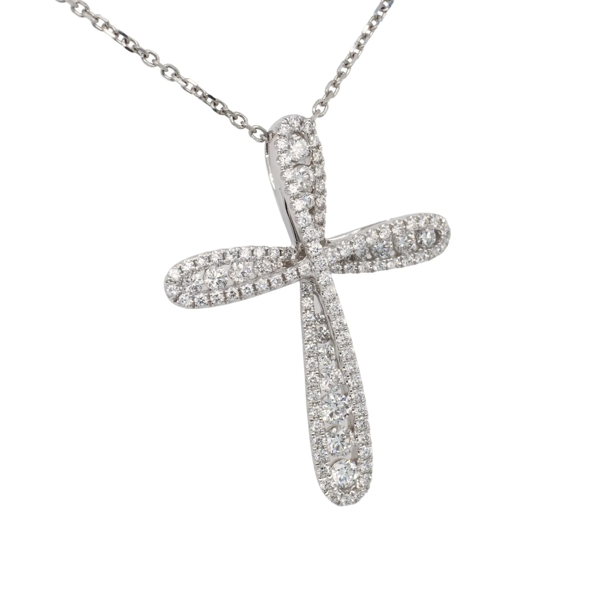 1.10 Carat Cross Diamond Pendant in 14k White Gold