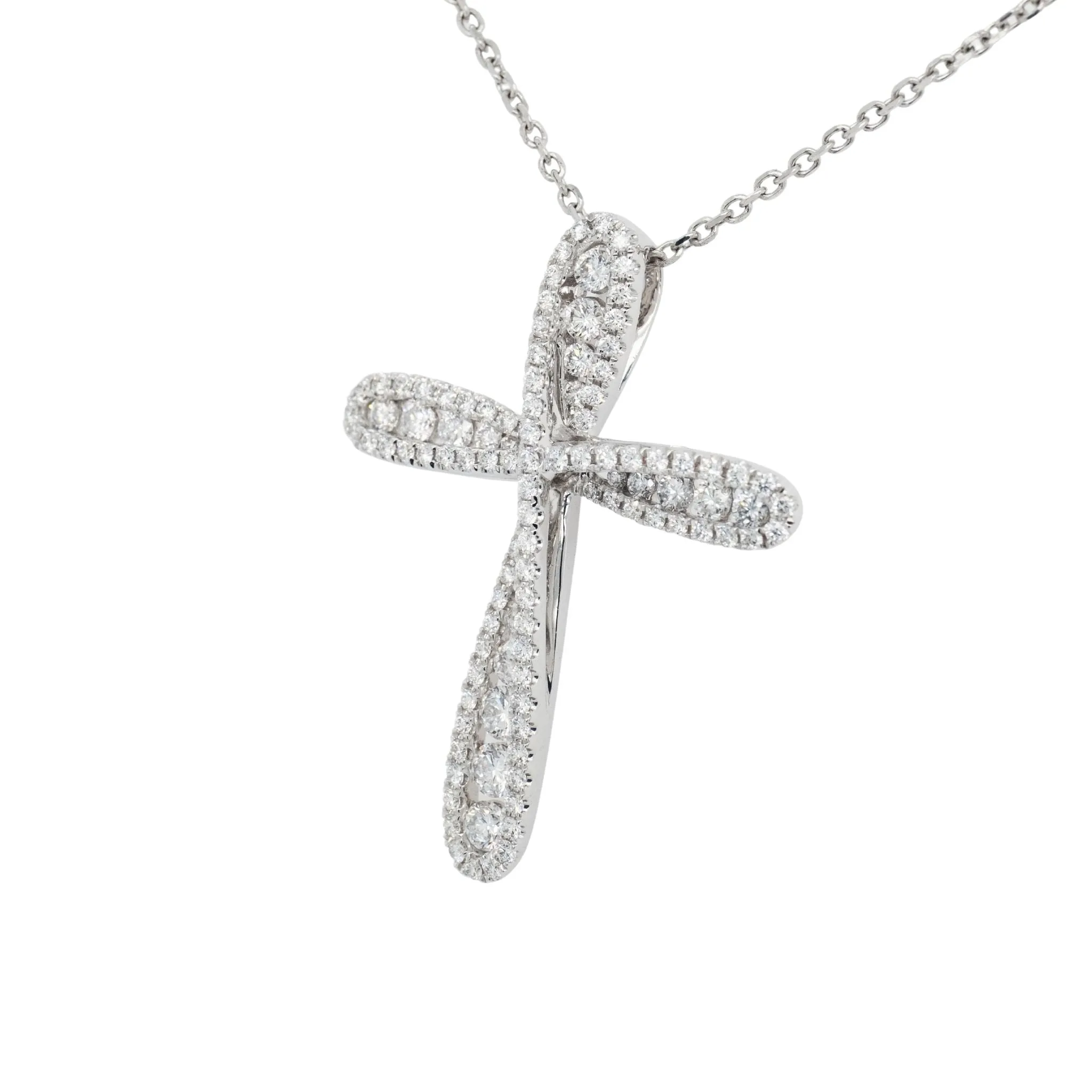 1.10 Carat Cross Diamond Pendant in 14k White Gold