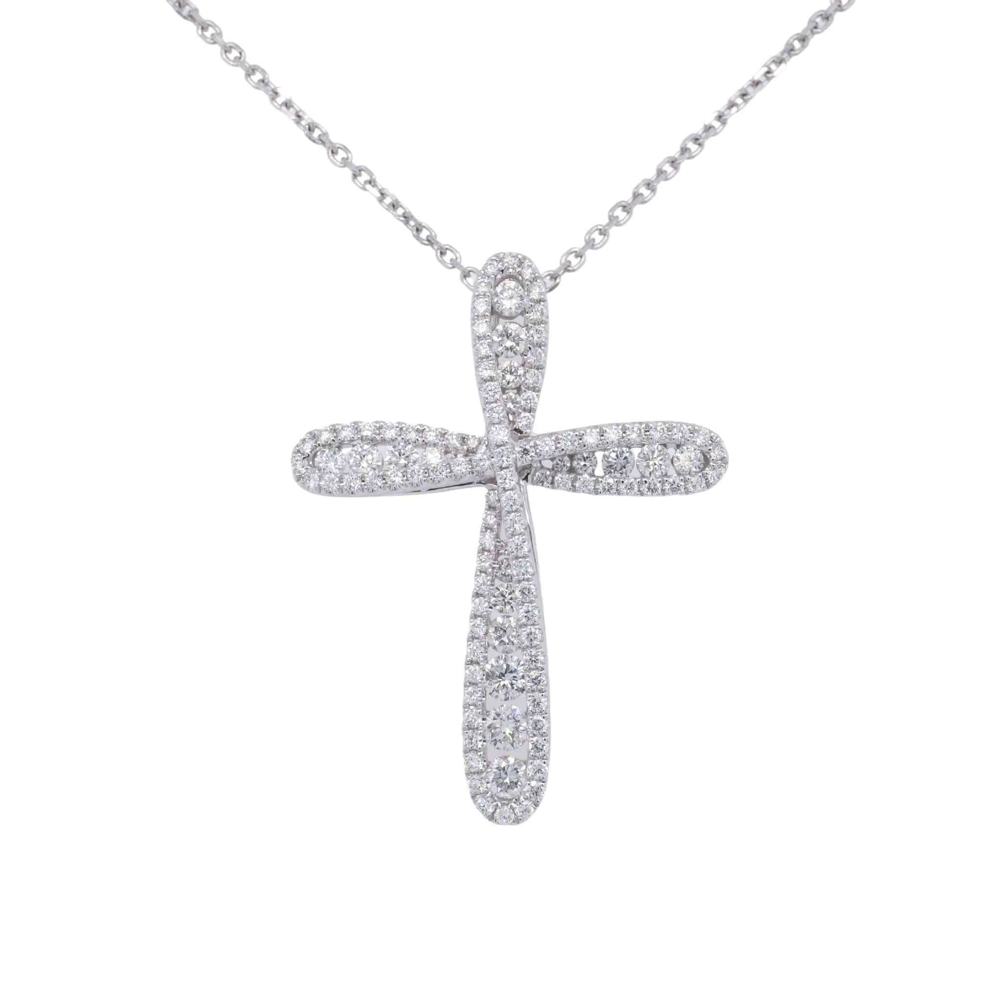 1.10 Carat Cross Diamond Pendant in 14k White Gold