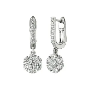 1.15 Carat Natural Diamond Flower Drop Earrings G SI 14K White Gold