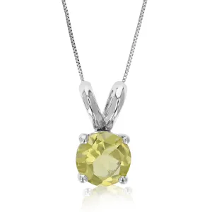 1.20 cttw Pendant Necklace, Lemon Quartz Pendant Necklace for Women in .925 Sterling Silver with Rhodium, 18 Inch Chain, Prong Setting