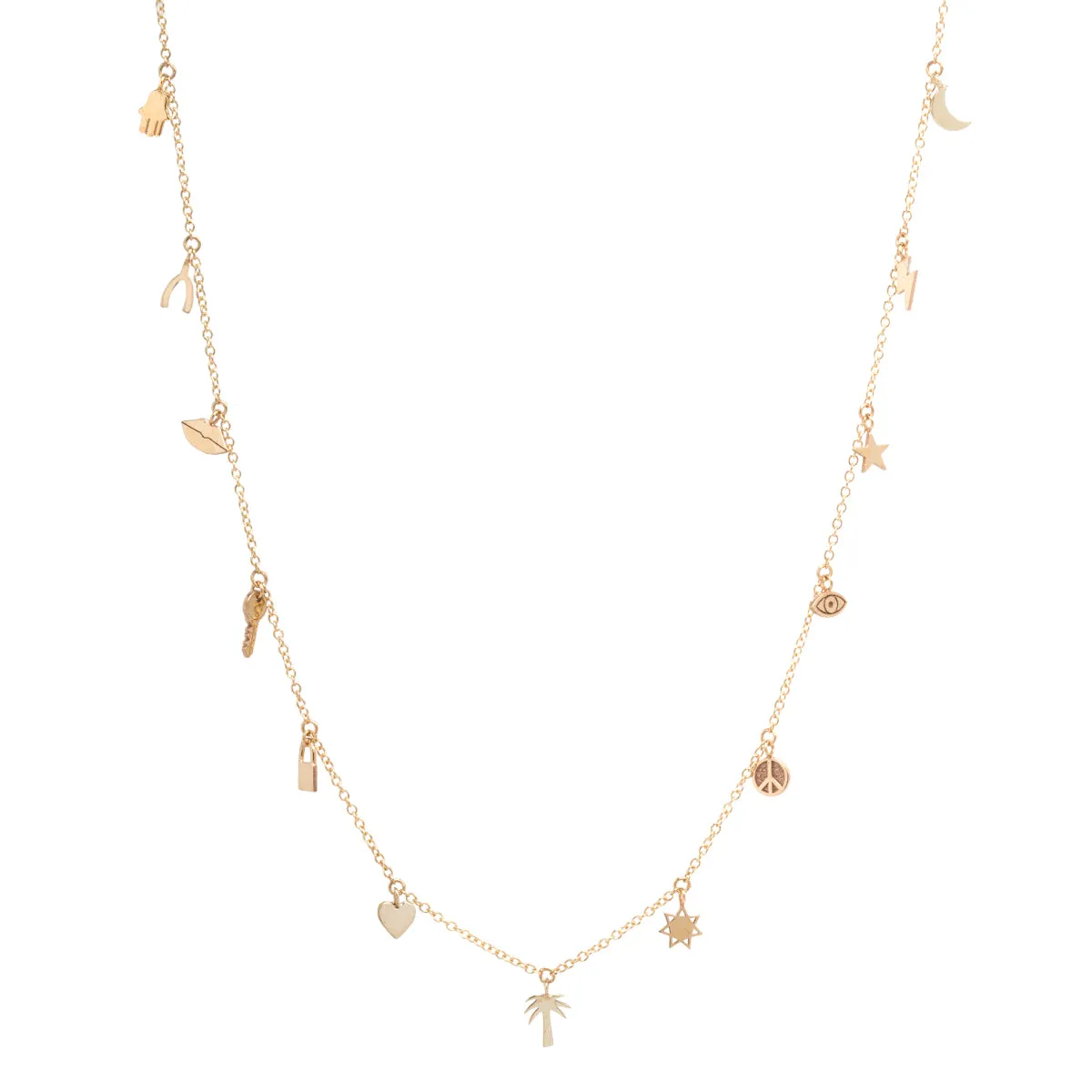 14k 13 Itty Bitty Charms Necklace - SALE
