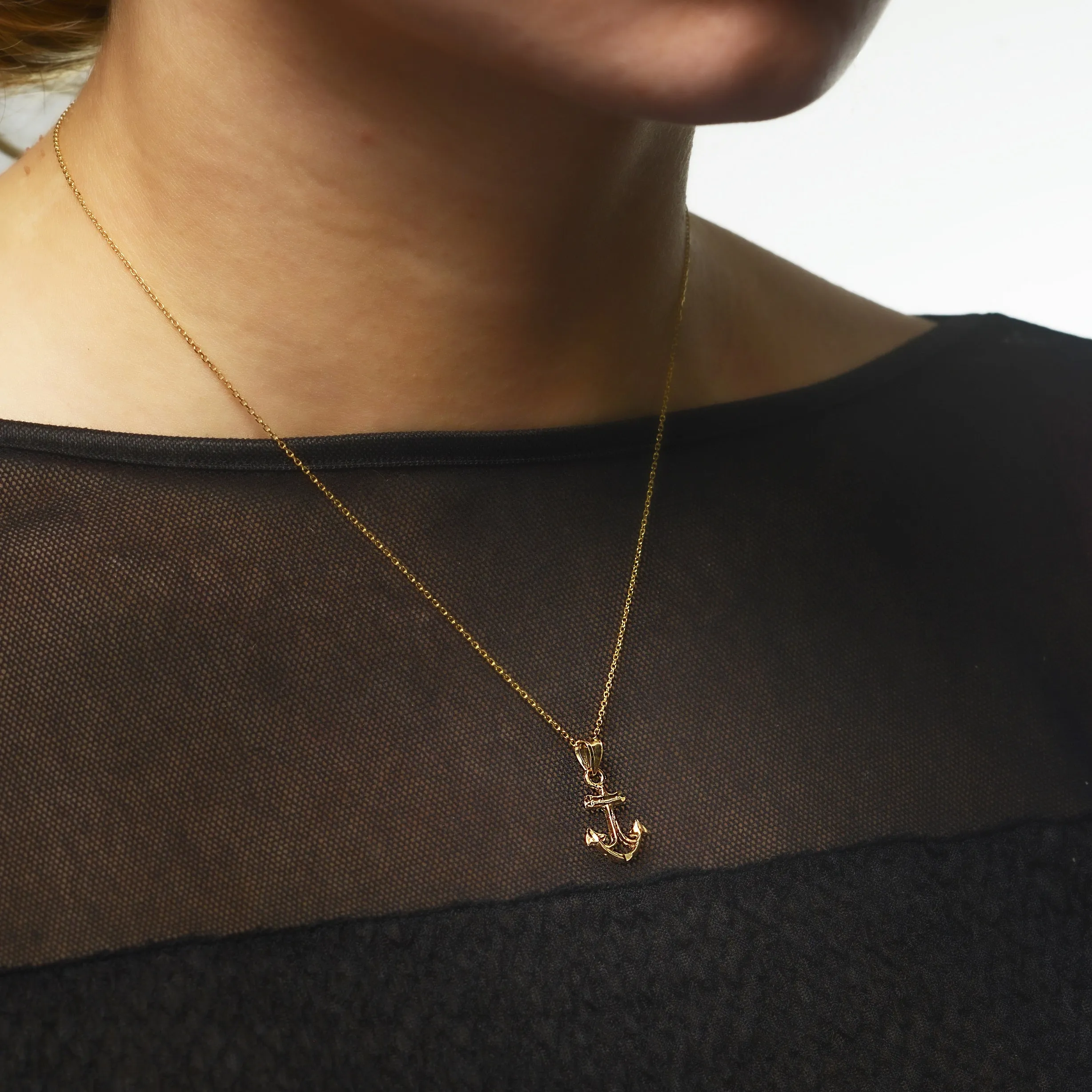 14K Anchor Pendant on 16" 14k  Chain