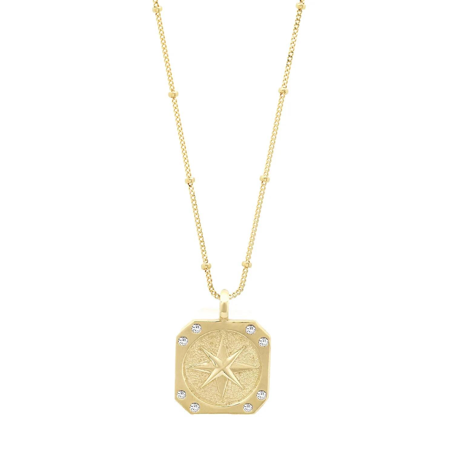 14K Diamond Compass Pendant Necklace