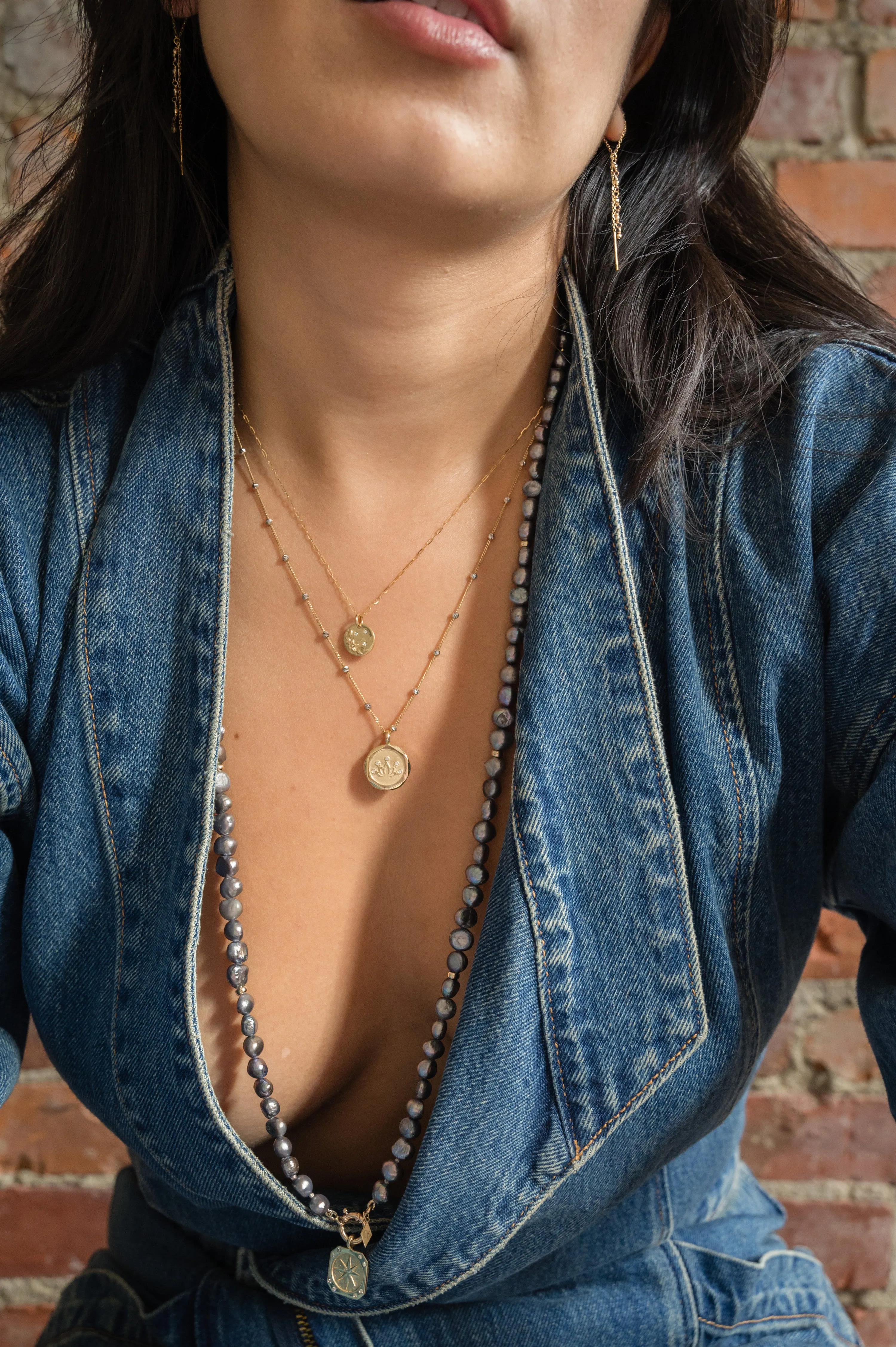 14K Diamond Compass Pendant Necklace