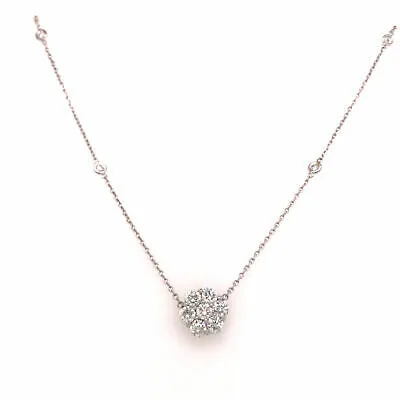 14K Diamond Flower Cluster Diamond by the Yard Necklace White Gold