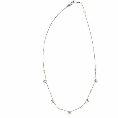 14K Diamond Flower Cluster Station Necklace White Gold