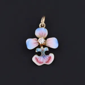 14k Gold & Enamel Orchid Charm | Orchid Flower Charm