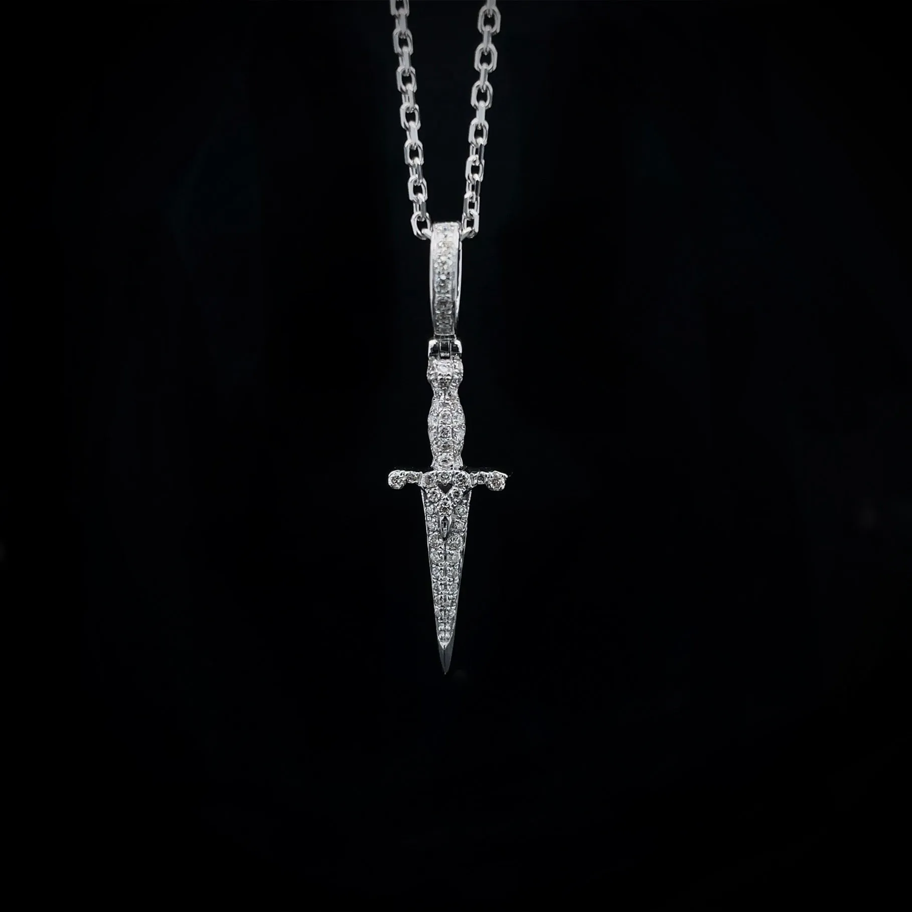 14K Gold & VS1 Diamond Dagger Pendant