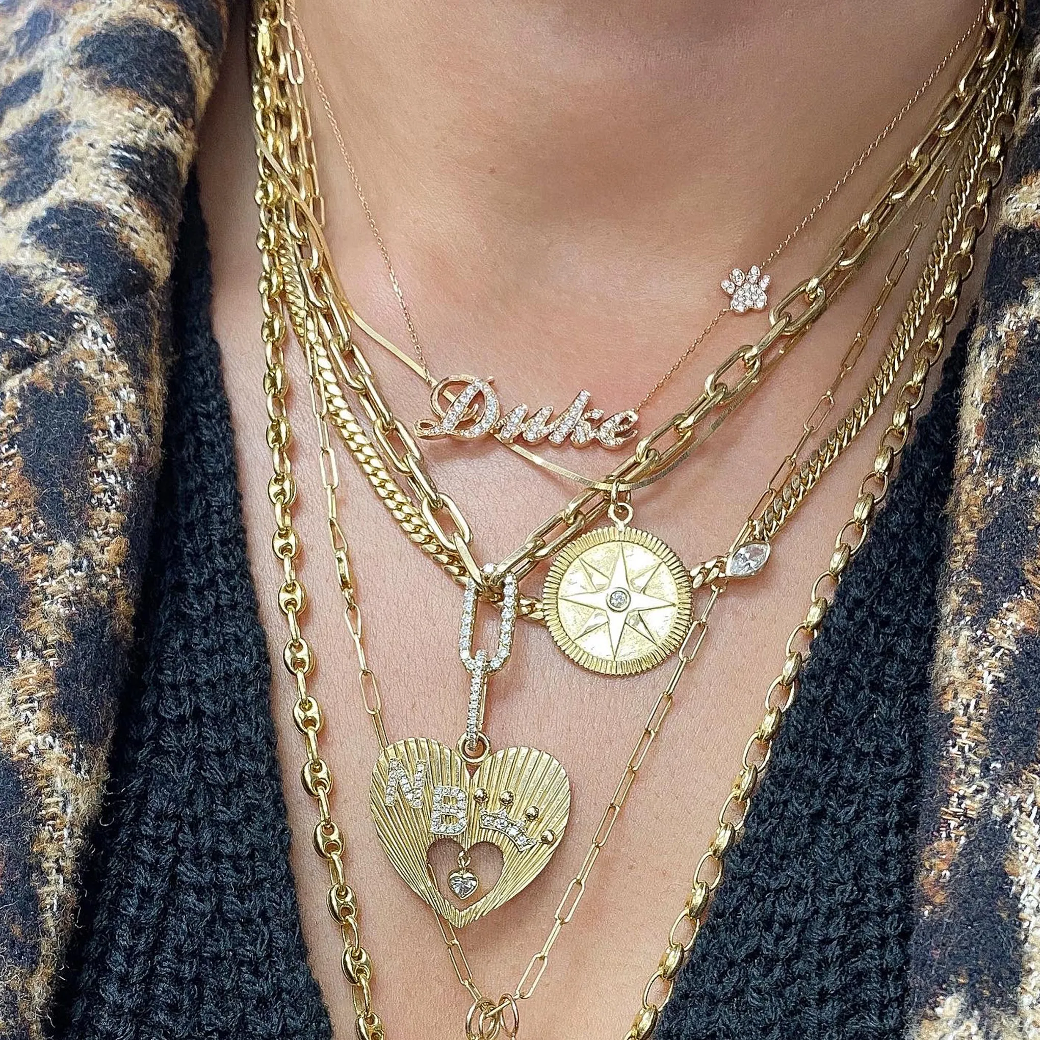 14K Gold Diamond Compass Medallion Necklace