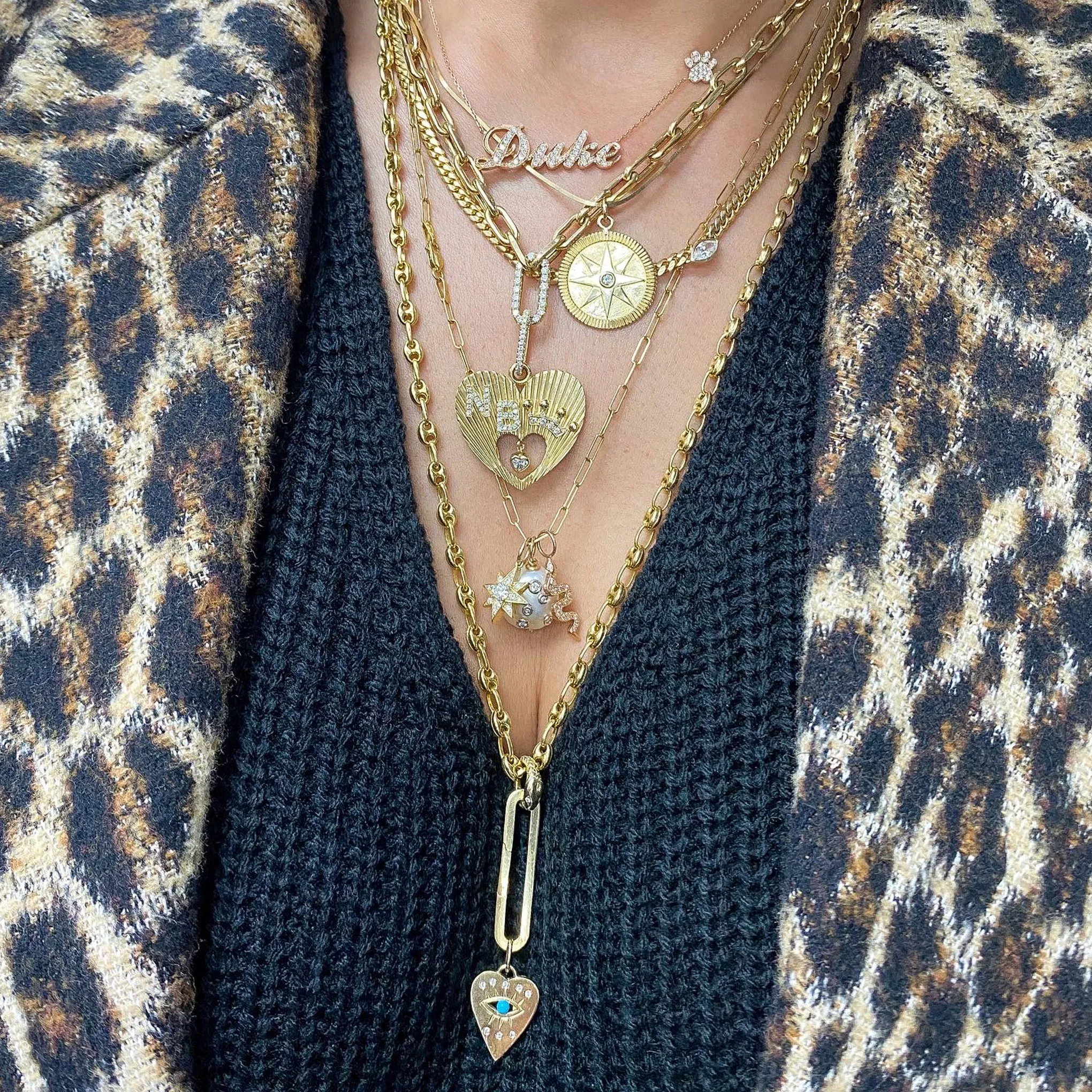 14K Gold Diamond Compass Medallion Necklace