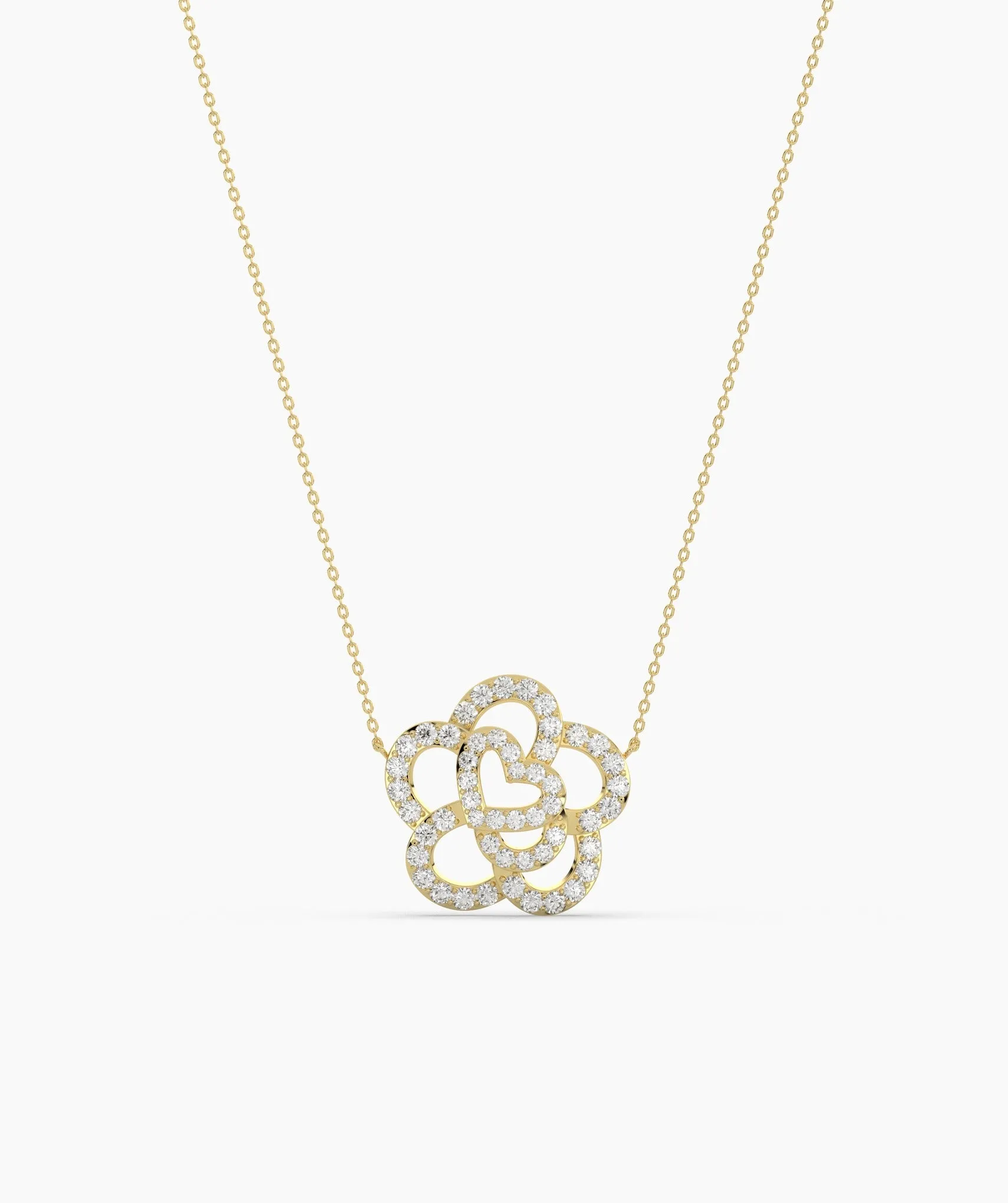 14K Gold Diamond Flower Necklace