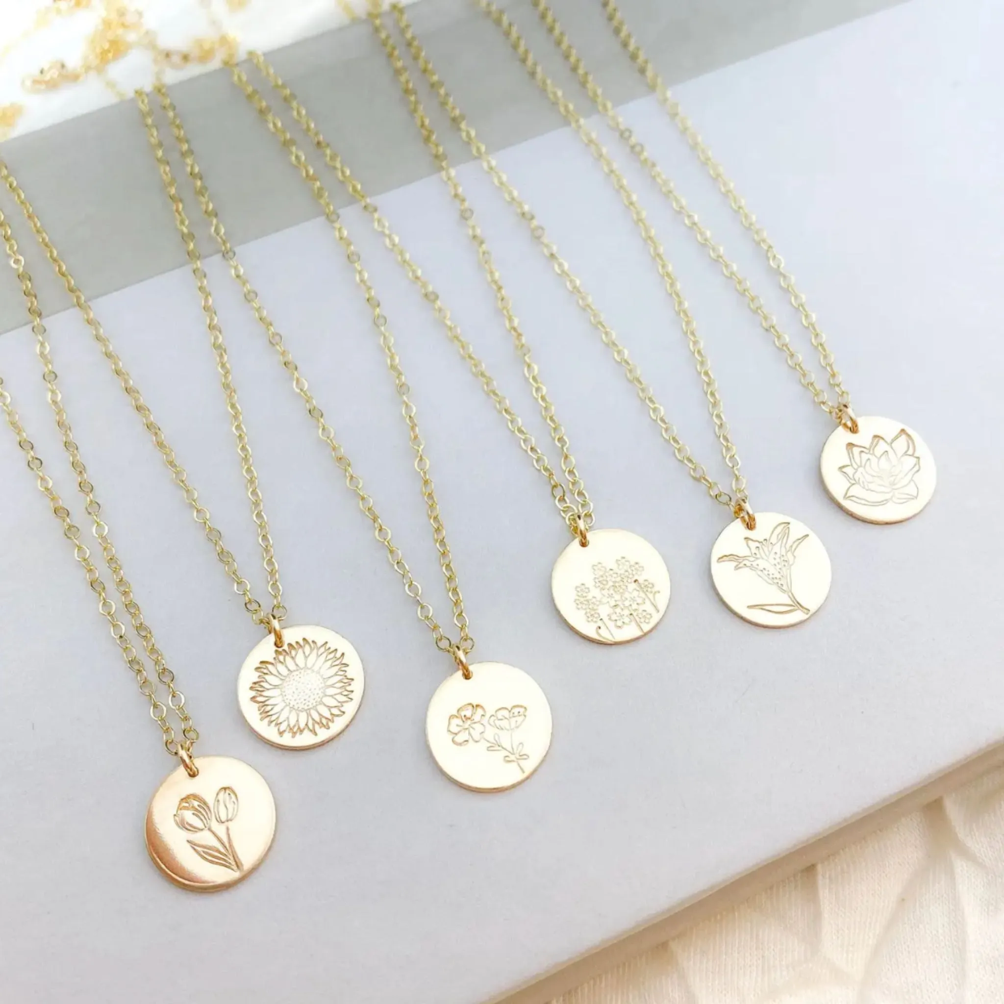 14K Gold-Filled Birth Flower Necklace