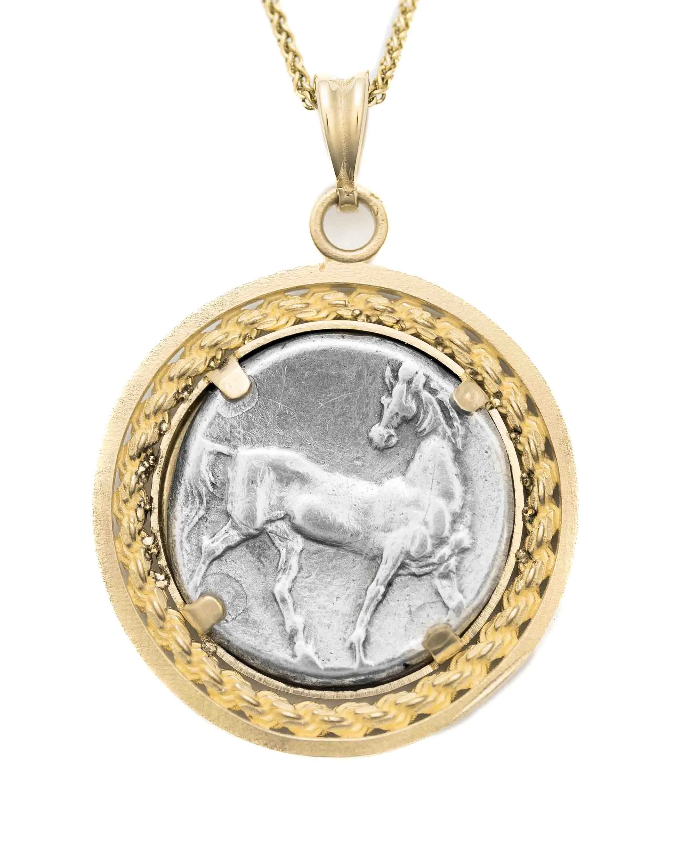 14k Gold Genuine Ancient Greek Coin Necklace (Persephone-Tanit; 264-241 B.C.)