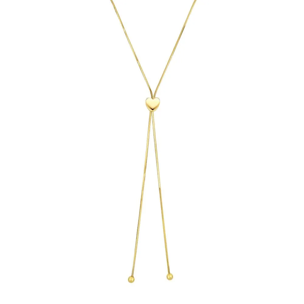 14K Gold Heart Slide Friendship Necklace