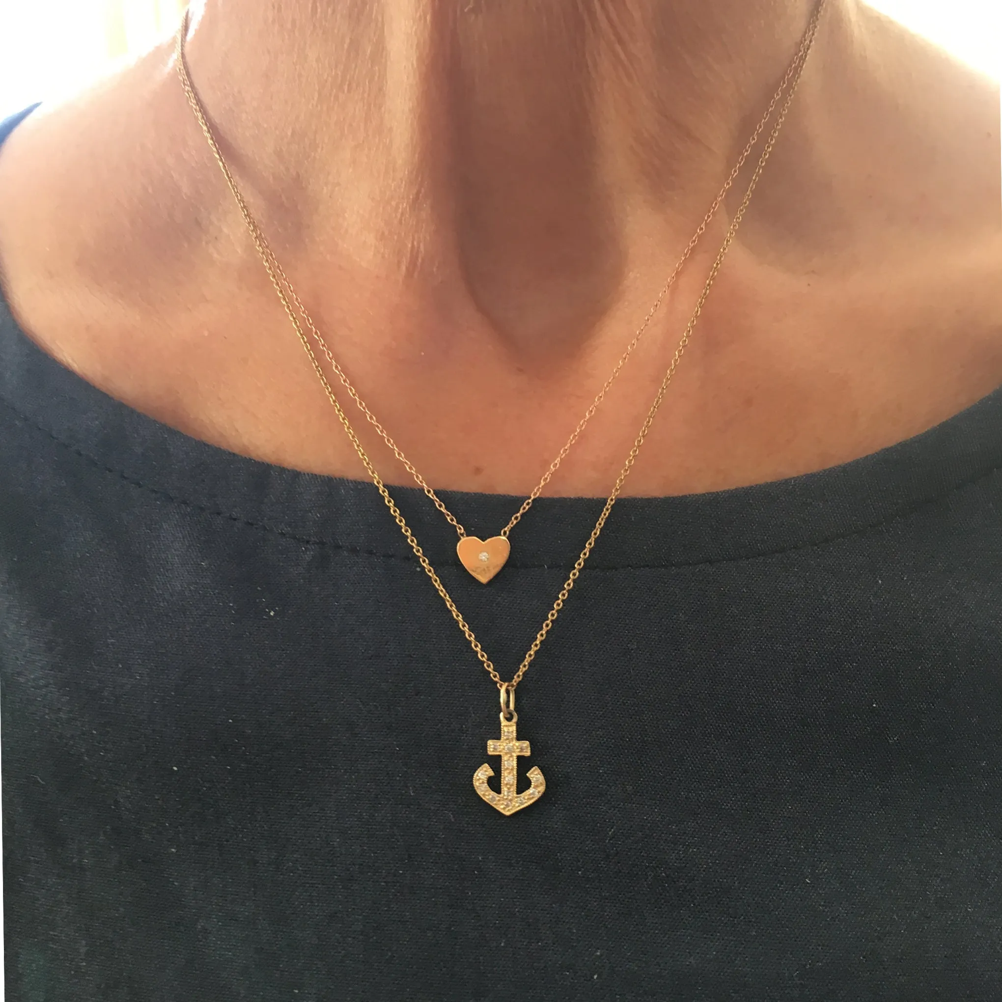 14K Gold Large Anchor Necklace