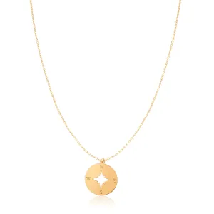 14K Gold North Star Compass Necklace