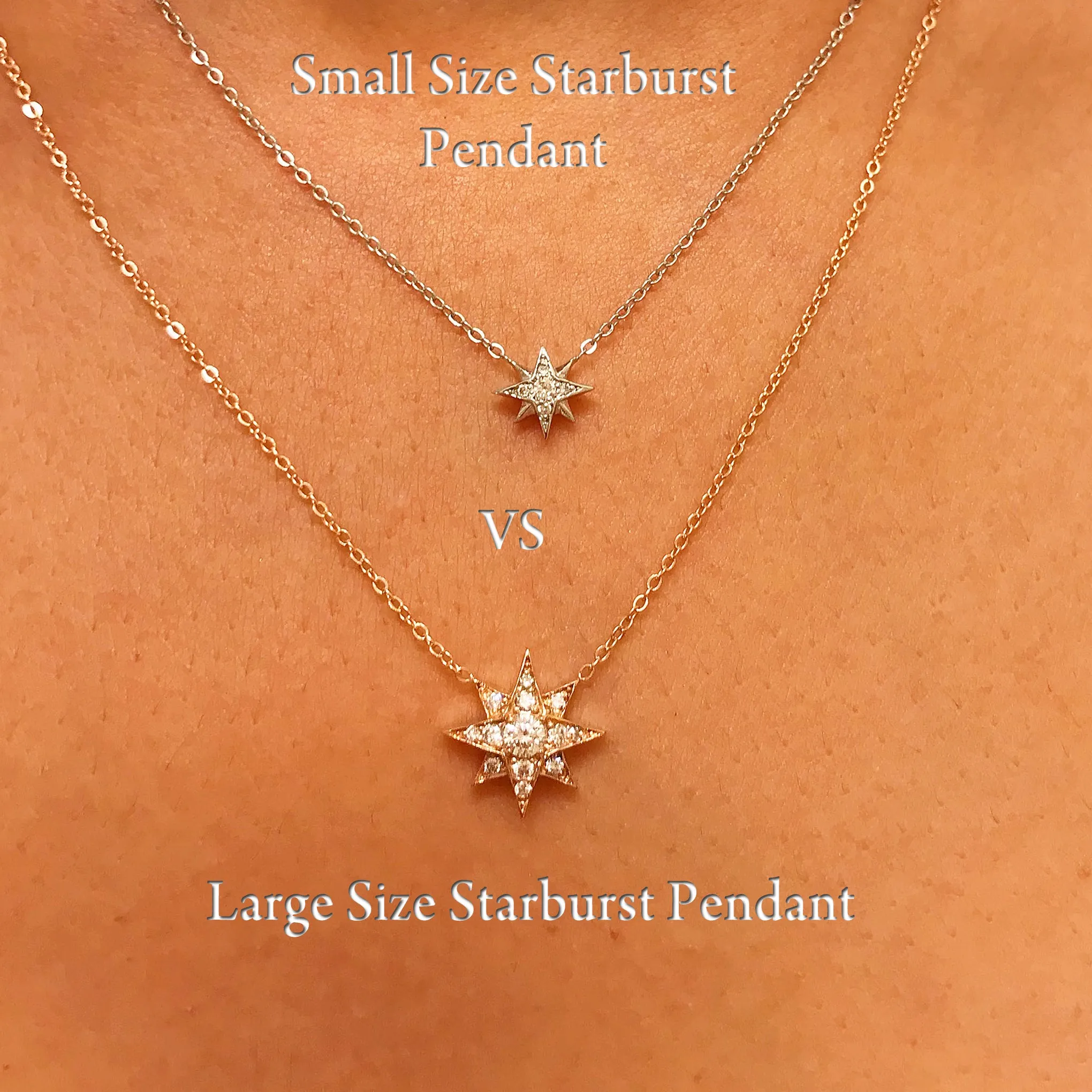 14K Gold Opal & Pavé Diamond Starburst Pendant Necklace, Small Size