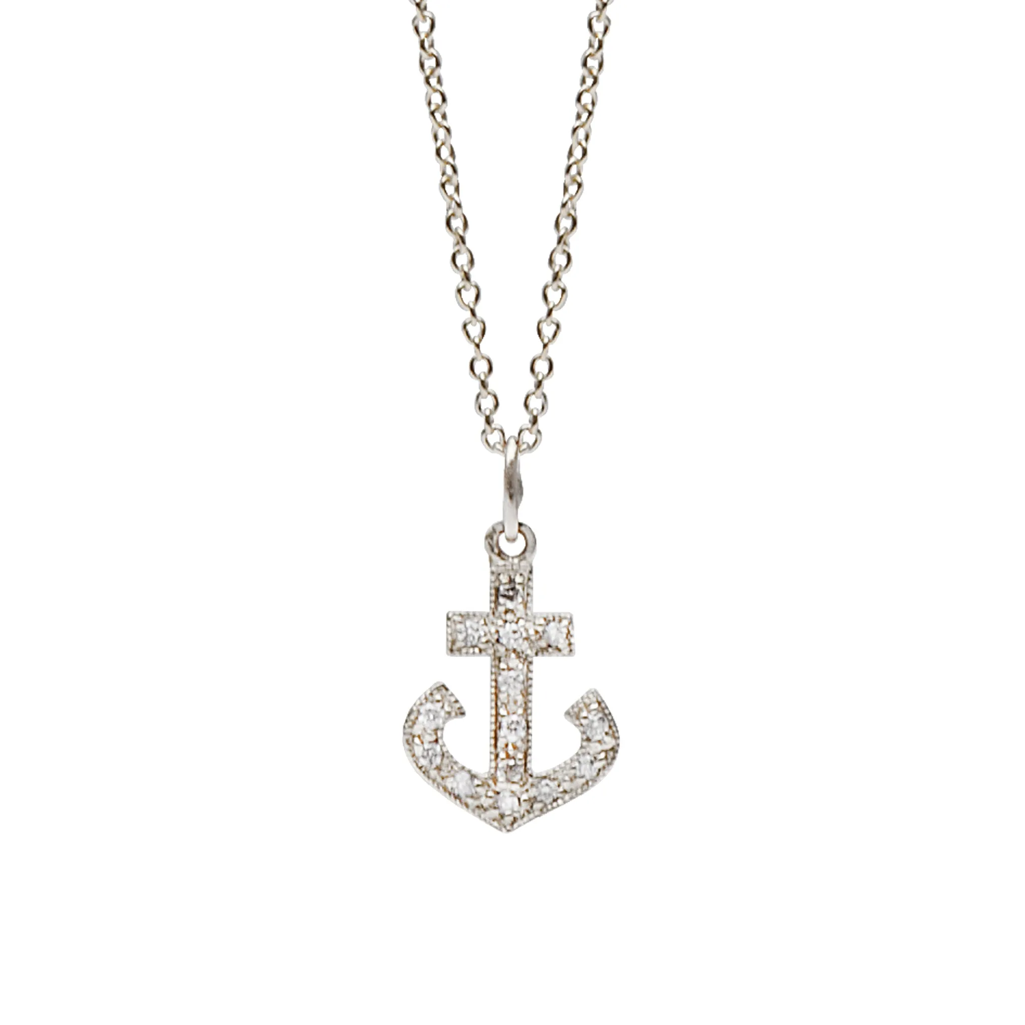 14K Gold Pavé Diamond Large Anchor Necklace