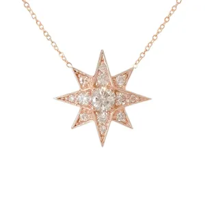 14K Gold Pavé Diamond Starburst Pendant Necklace, Large Size