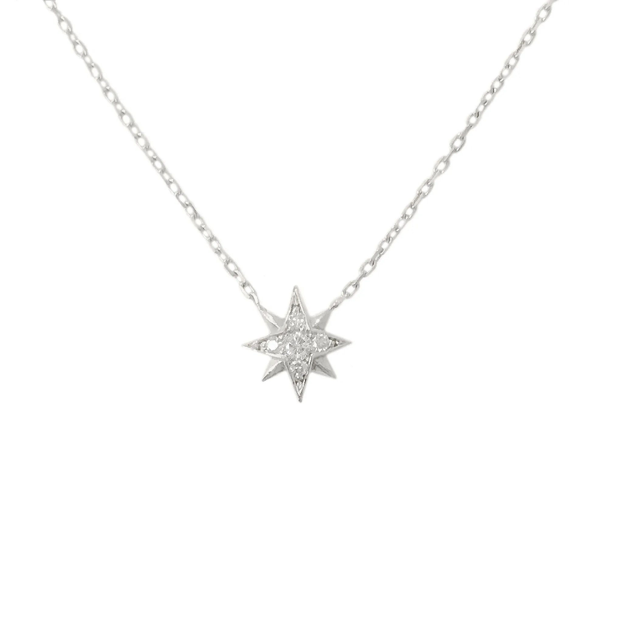 14K Gold Pavé Diamond Starburst Pendant Necklace, Small Size