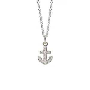 14K Gold Pavé Diamond XS Anchor Necklace