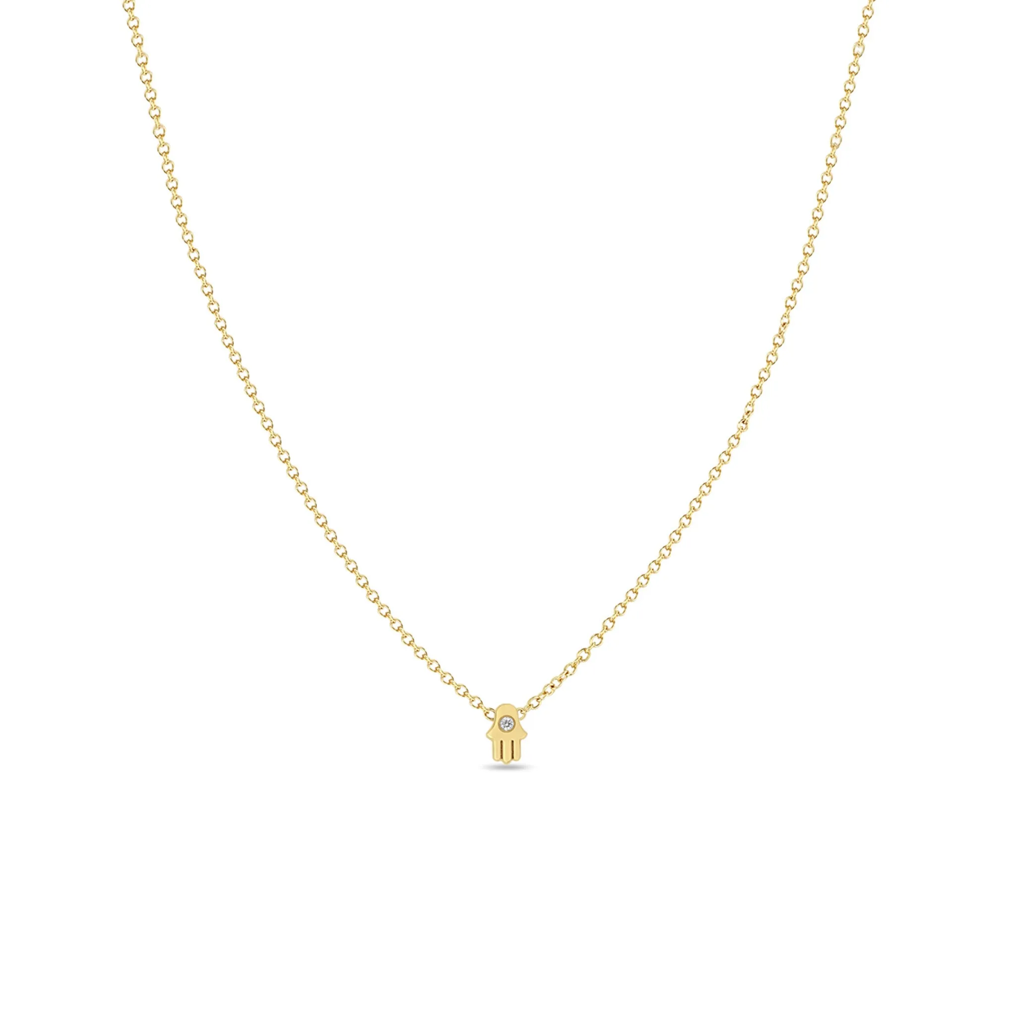 14k Itty Bitty Diamond Hamsa Necklace
