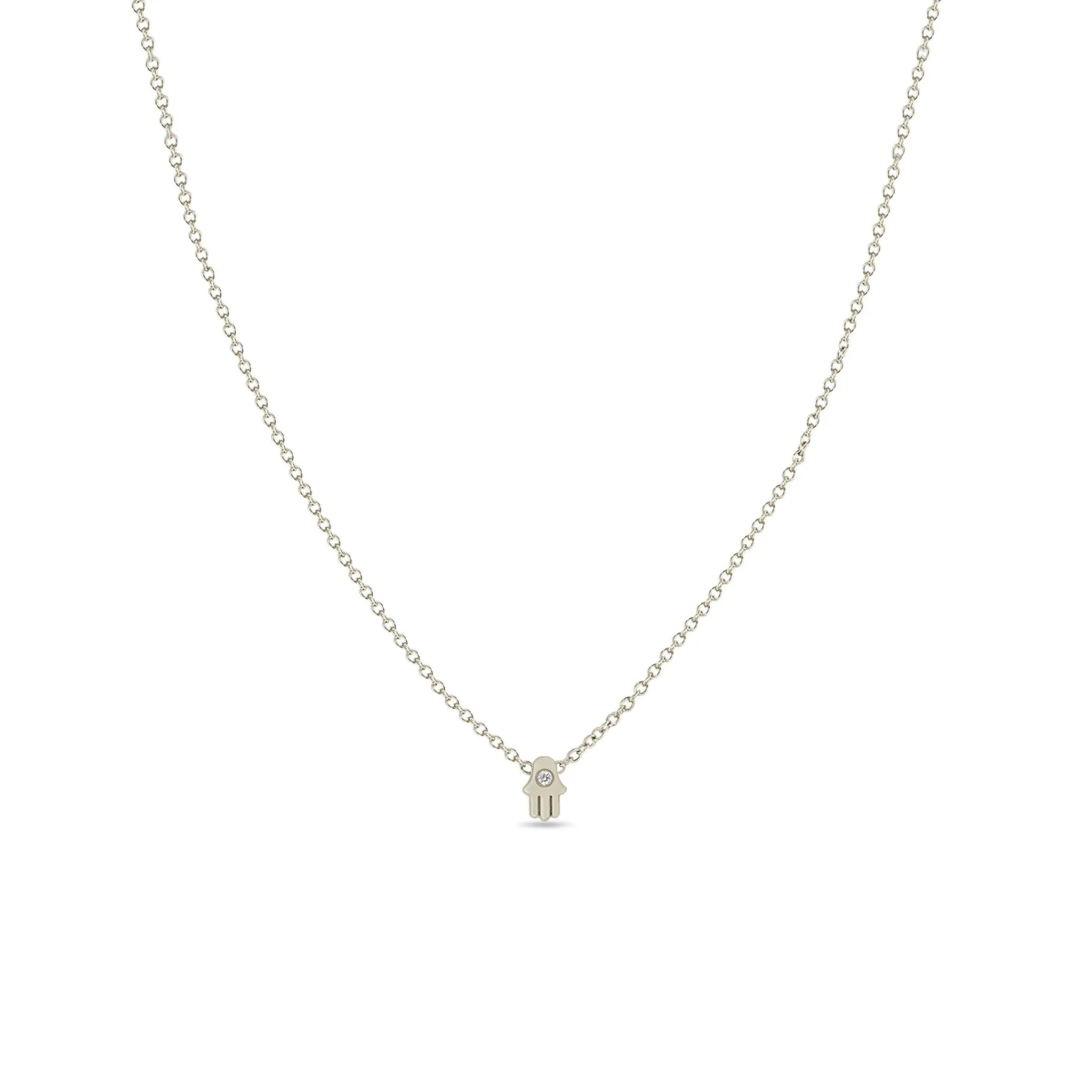 14k Itty Bitty Diamond Hamsa Necklace