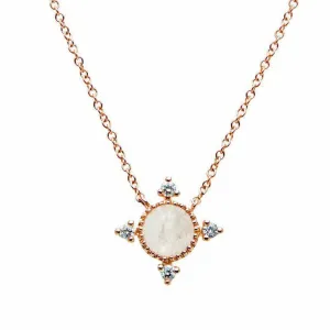 14K Rose Gold Rainbow Moonstone Necklace