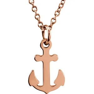 14k Rose Gold Tiny Posh Petite Anchor 16-18" Necklace