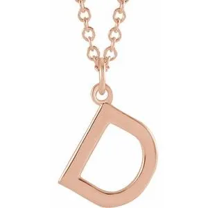 14K Rose Initial D Dangle 18" Necklace