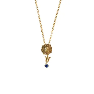 14K September Aster Flower Necklace