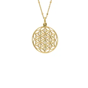 14K Solid Gold Flower of Life Pendant