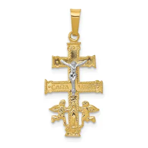14k Two tone Gold Cara Vaca Crucifix Pendant