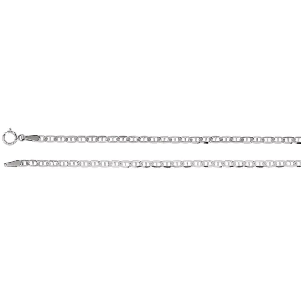 14k White Gold 2.25mm Anchor 16" Chain