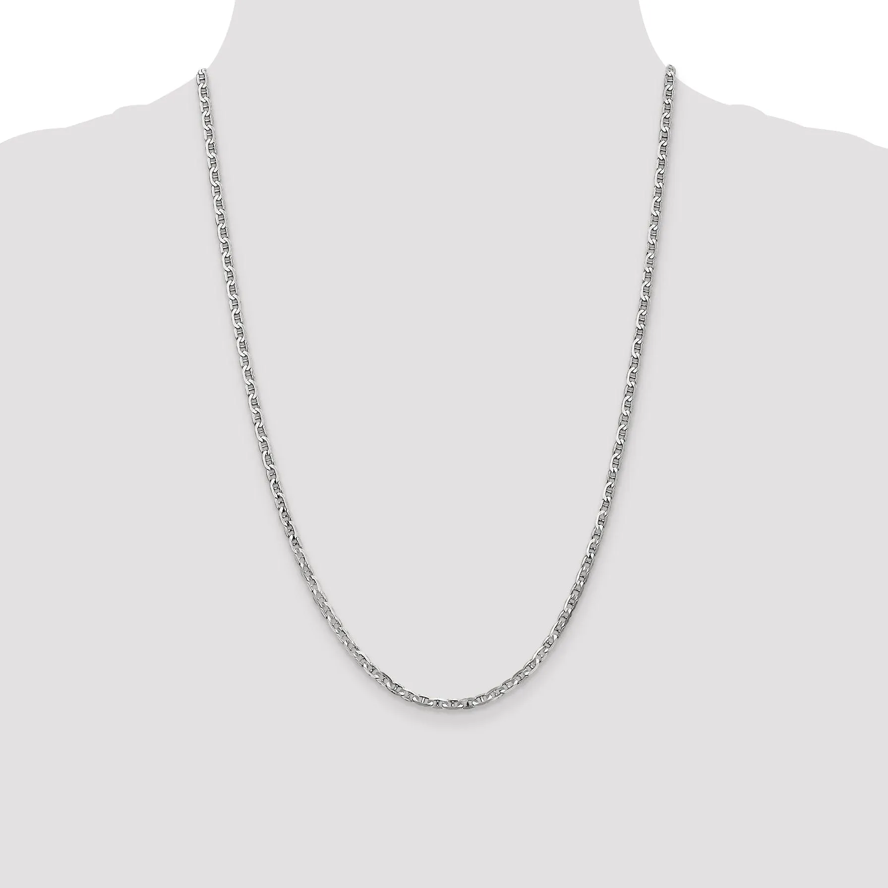 14k White Gold 3.00m Solid Concave Anchor Chain