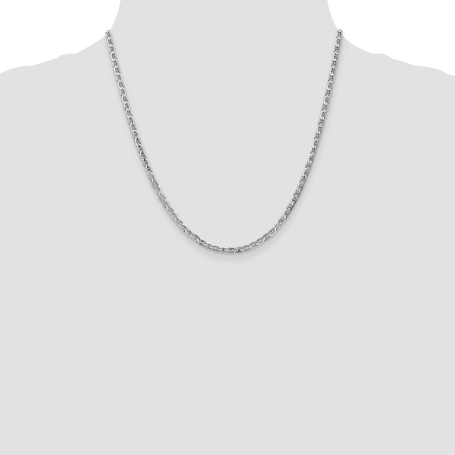 14k White Gold 3.00m Solid Concave Anchor Chain