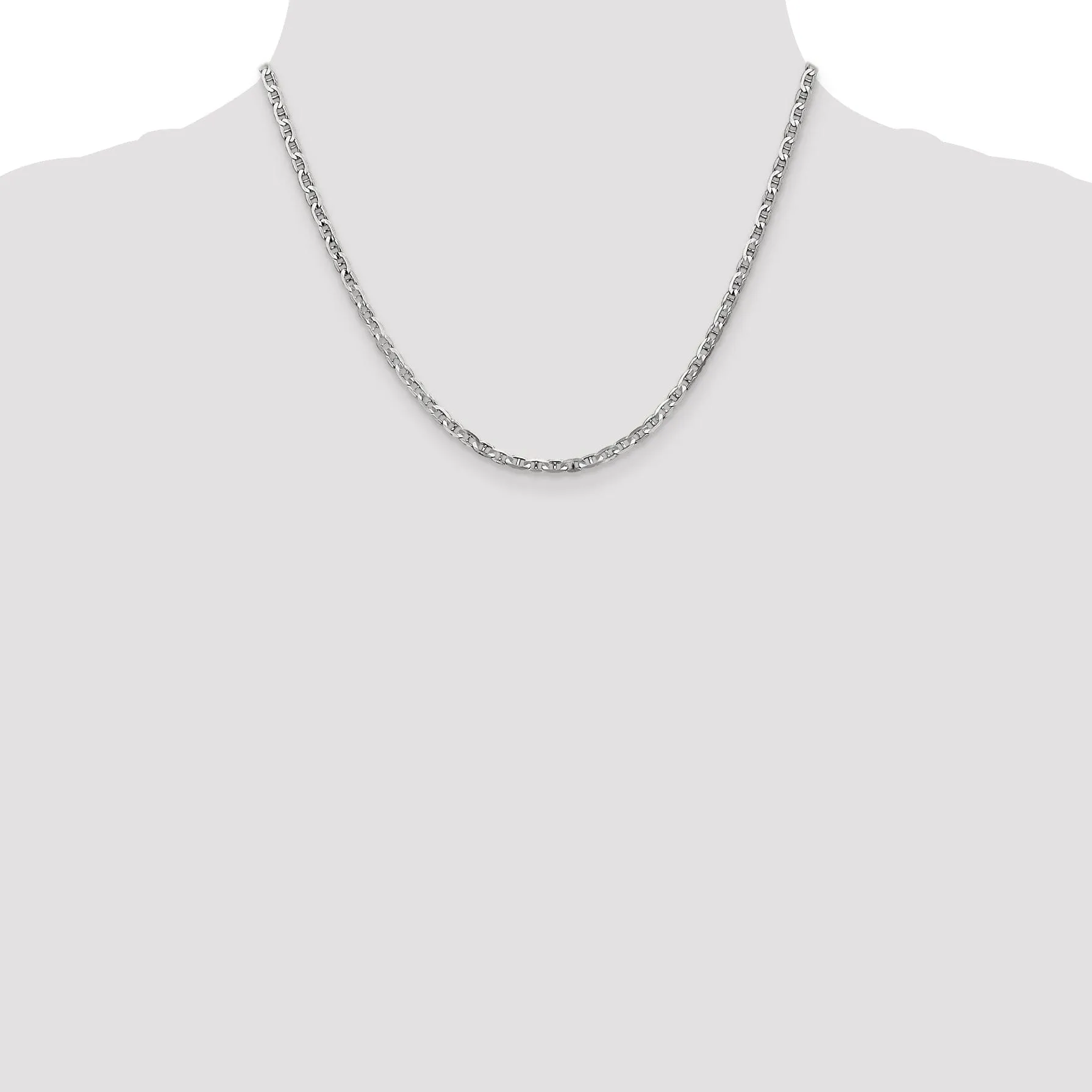 14k White Gold 3.00m Solid Concave Anchor Chain