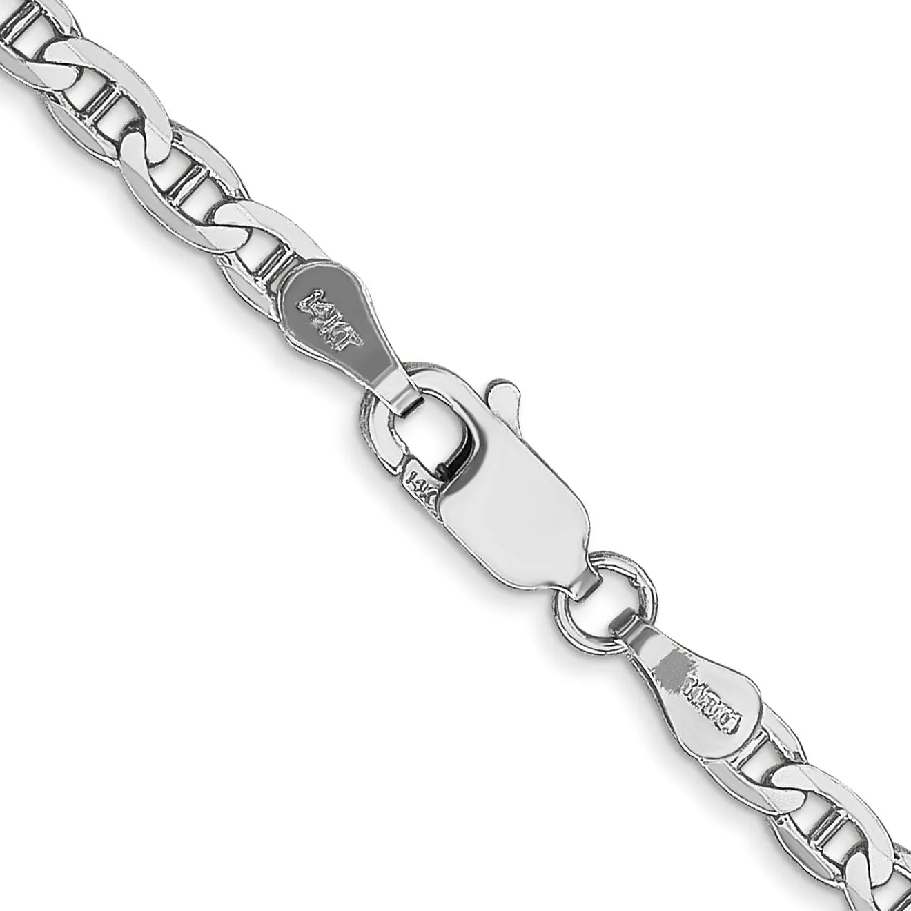 14k White Gold 3.00m Solid Concave Anchor Chain