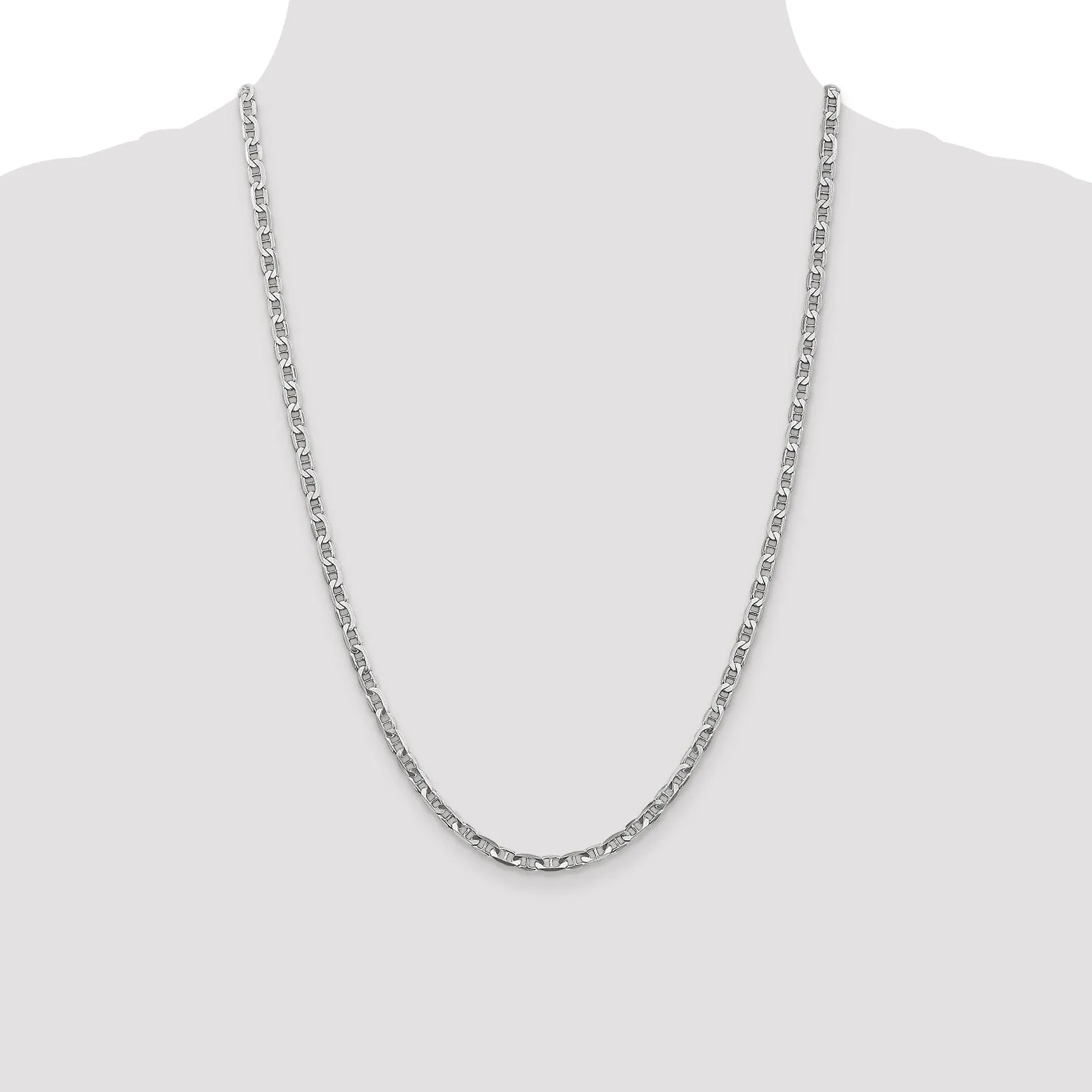 14k White Gold 3.75m Solid Concave Anchor Chain