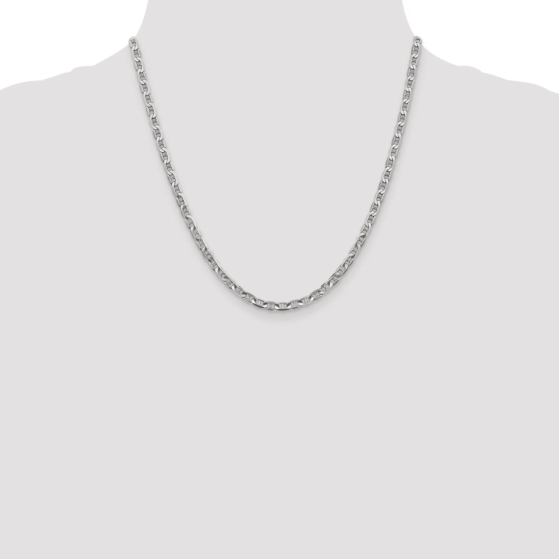 14k White Gold 3.75m Solid Concave Anchor Chain