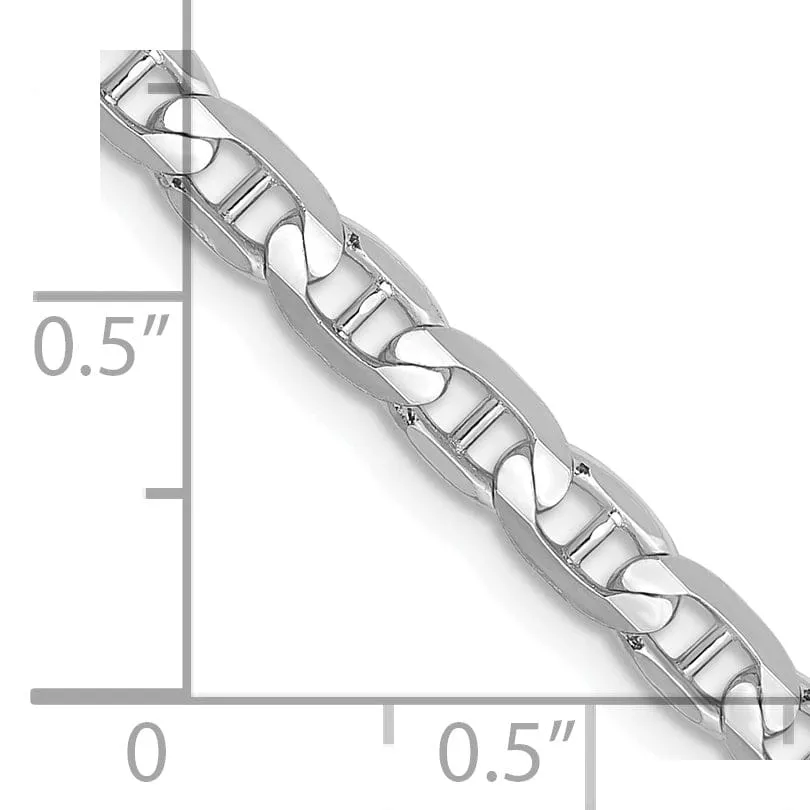 14k White Gold 3.75m Solid Concave Anchor Chain