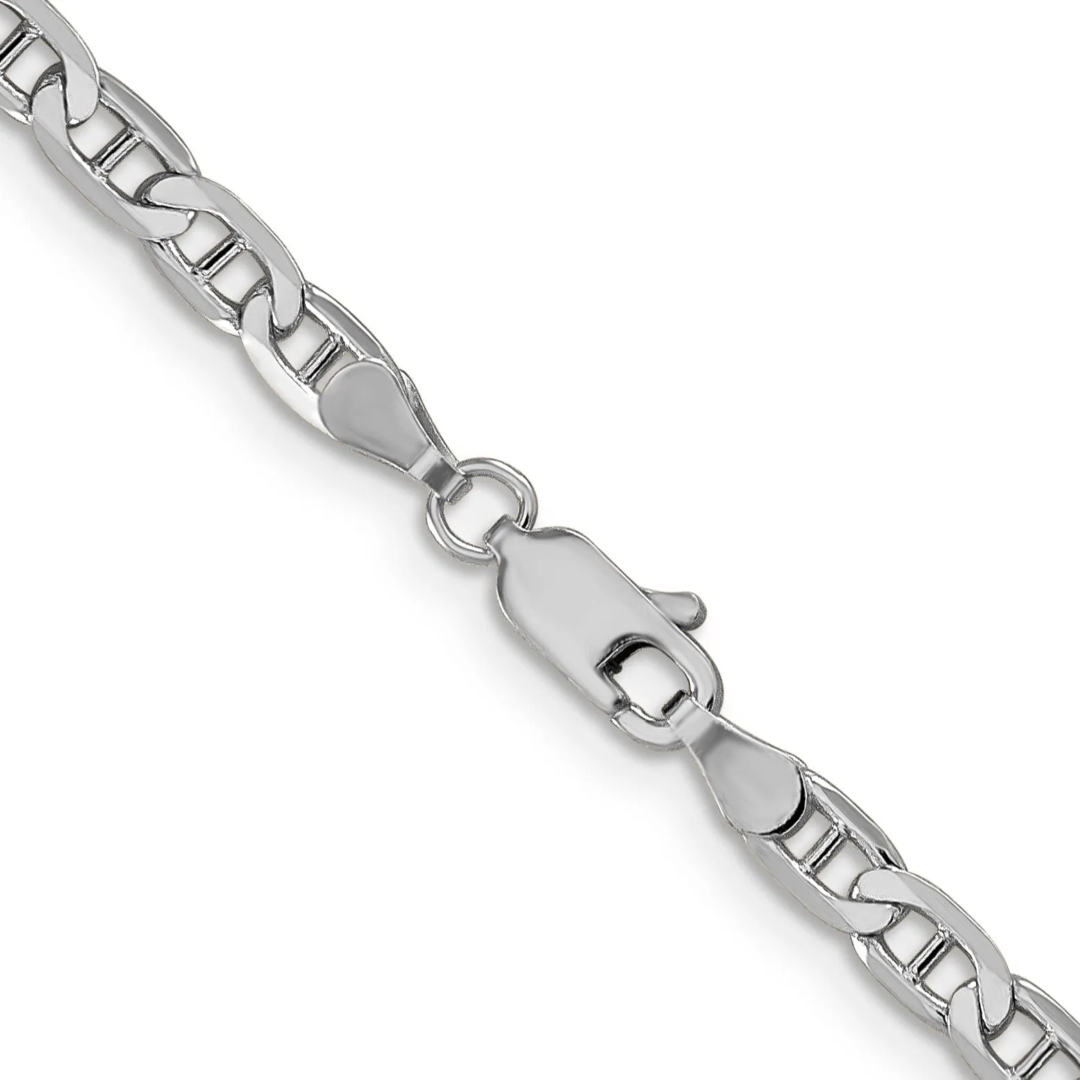 14k White Gold 3.75m Solid Concave Anchor Chain