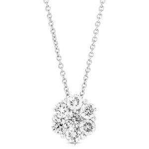 14K White Gold Cluster Diamond Flower Necklace (.78ctw)