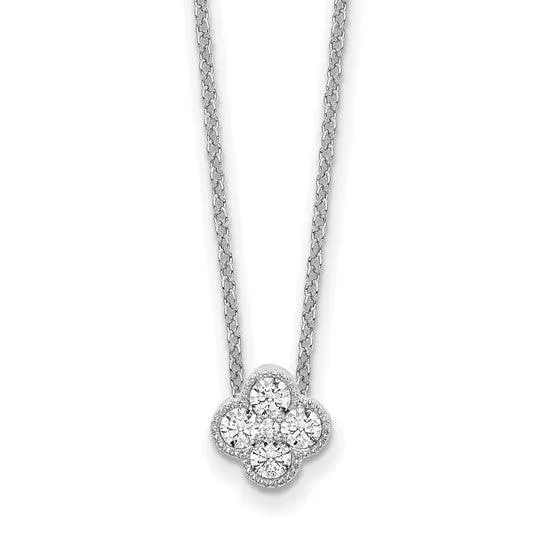 14K White Gold Four Leaf Clover Charm Pendant